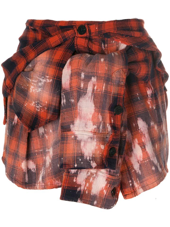 Faith Connexion Plaid Shirt Effect Mini Skirt - Red