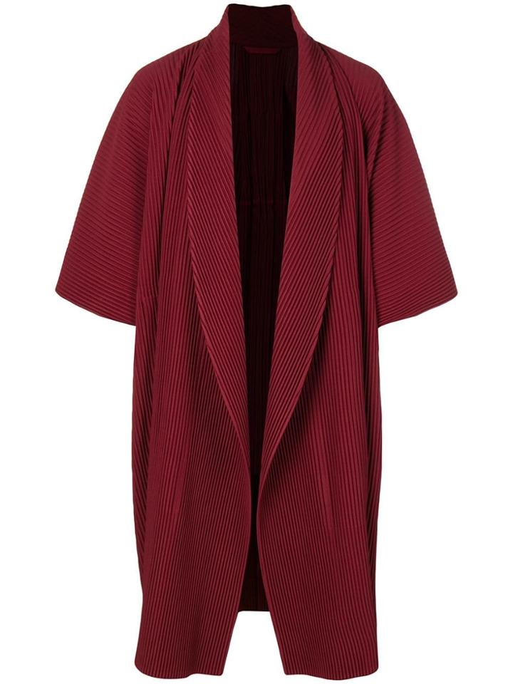 Homme Plissé Issey Miyake Pleated Long Kimono - Red