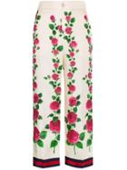 Gucci Rose Garden Print Silk Pyjama Pants - Nude & Neutrals
