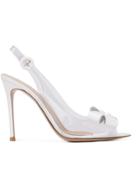 Gianvito Rossi Bow-embellished Slingback Sandals - White