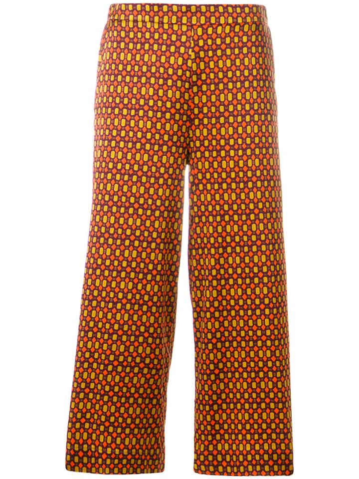 Meme Geometric Print Cropped Trousers - Multicolour