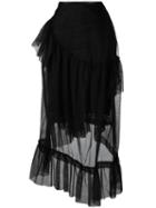 Simone Rocha Sheer Layered Skirt, Women's, Size: 10, Black, Polyamide/viscose/polybutylene Terephthalate (pbt)/polyester