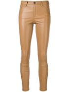 Theory Skinny Leather Trousers - Brown