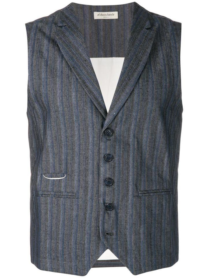 Al Duca D'aosta 1902 Striped Fitted Waistcoat - Blue