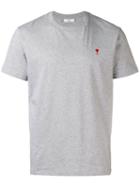 Ami Alexandre Mattiussi - Crew Neck T-shirt Red Ami De Coeur Embroidery - Men - Cotton - Xxl, Grey, Cotton