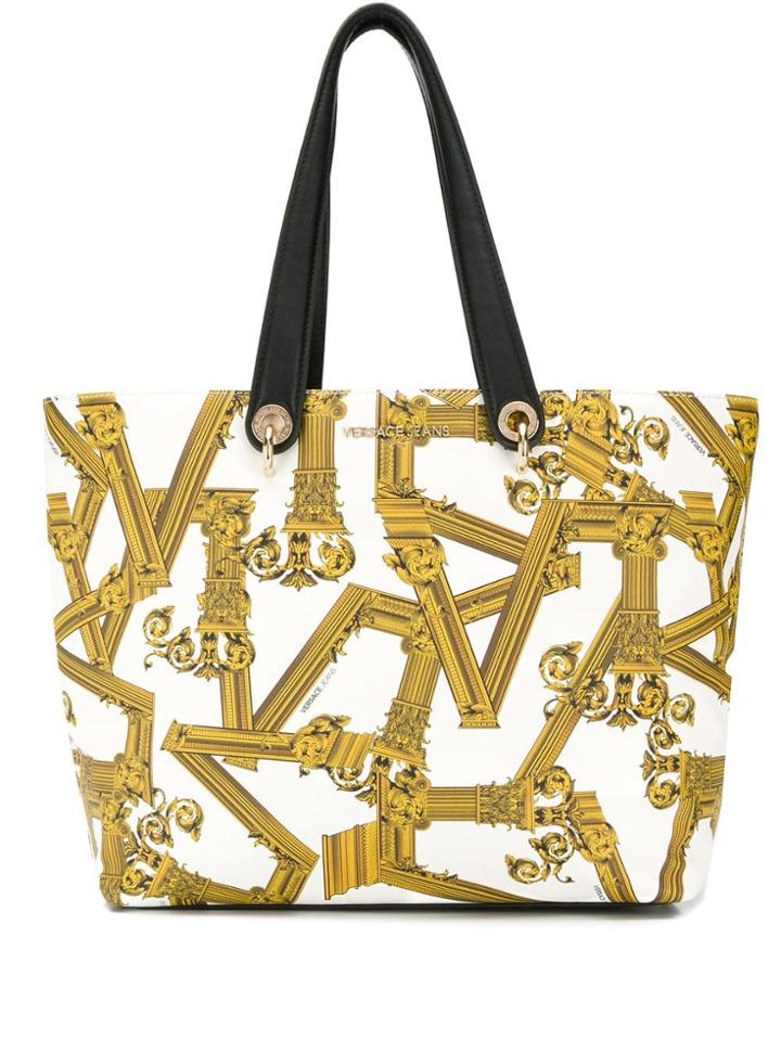 Versace Jeans Column Print Tote Bag - White