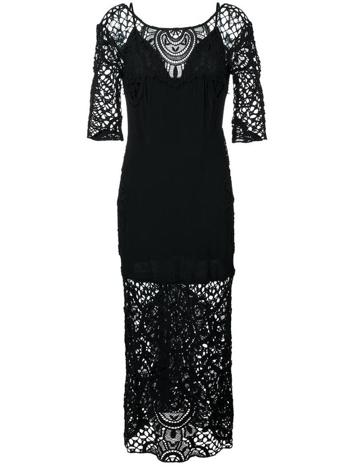 For Love And Lemons Lace Insert Dress, Women's, Size: Medium, Black, Viscose/rayon/cotton/spandex/elastane