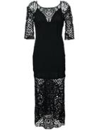 For Love And Lemons Lace Insert Dress, Women's, Size: Medium, Black, Viscose/rayon/cotton/spandex/elastane