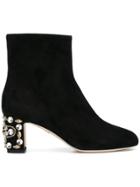 Dolce & Gabbana Embellished Heel Ankle Boots - Black