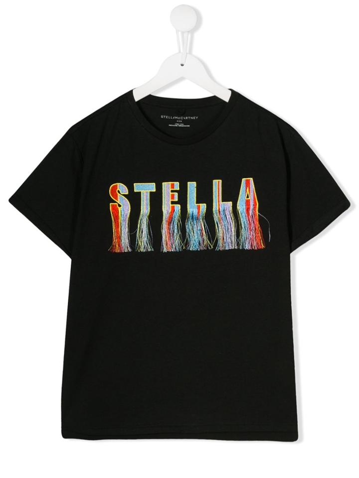 Stella Mccartney Kids Teen Fringed-logo T-shirt - Black