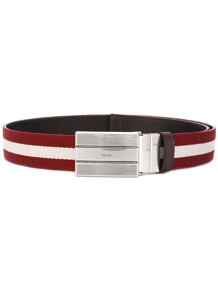 Bally Striped Belt, Men's, Size: 95, White, Cotton/leather