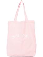 Holiday Logo Canvas Tote - Pink & Purple