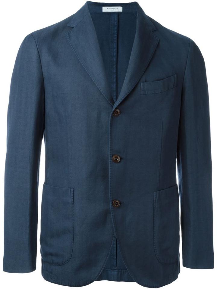 Boglioli Patch Pocket Blazer, Men's, Size: 54, Blue, Cotton/linen/flax/cupro