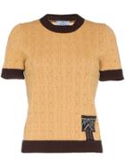 Prada Argyle Knit Short Sleeved Top - Yellow