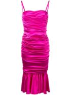 Dolce & Gabbana Ruched Midi Dress, Women's, Size: 42, Pink/purple, Silk/spandex/elastane/polyamide