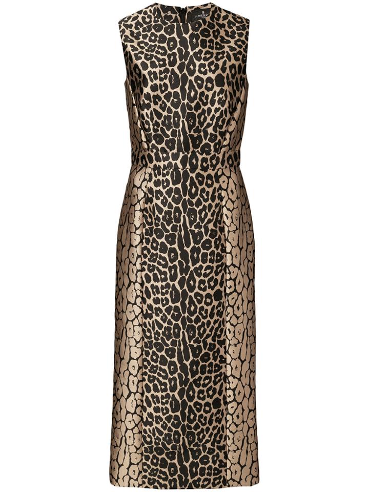 J. Mendel Leopard Print Fitted Dress - Black