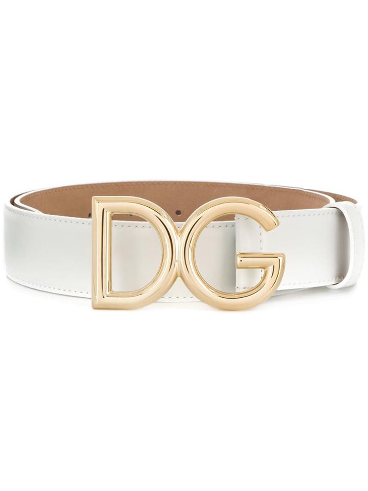 Dolce & Gabbana Logo Belt - White