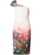 Black Halo Landscape Print Midi Dress, Women's, Size: 2, White, Polyamide/polyimide/spandex/elastane