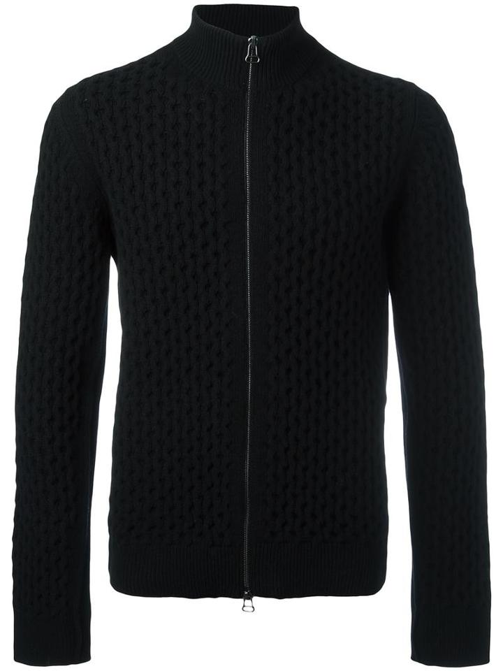 Lanvin Cable Knit Cardigan, Men's, Size: Medium, Black, Merino