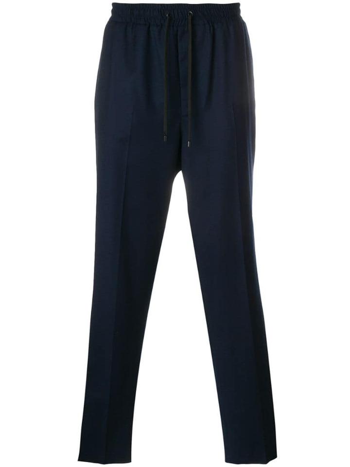 Ami Paris Elasticized Waist Carrot Fit Trousers - Blue