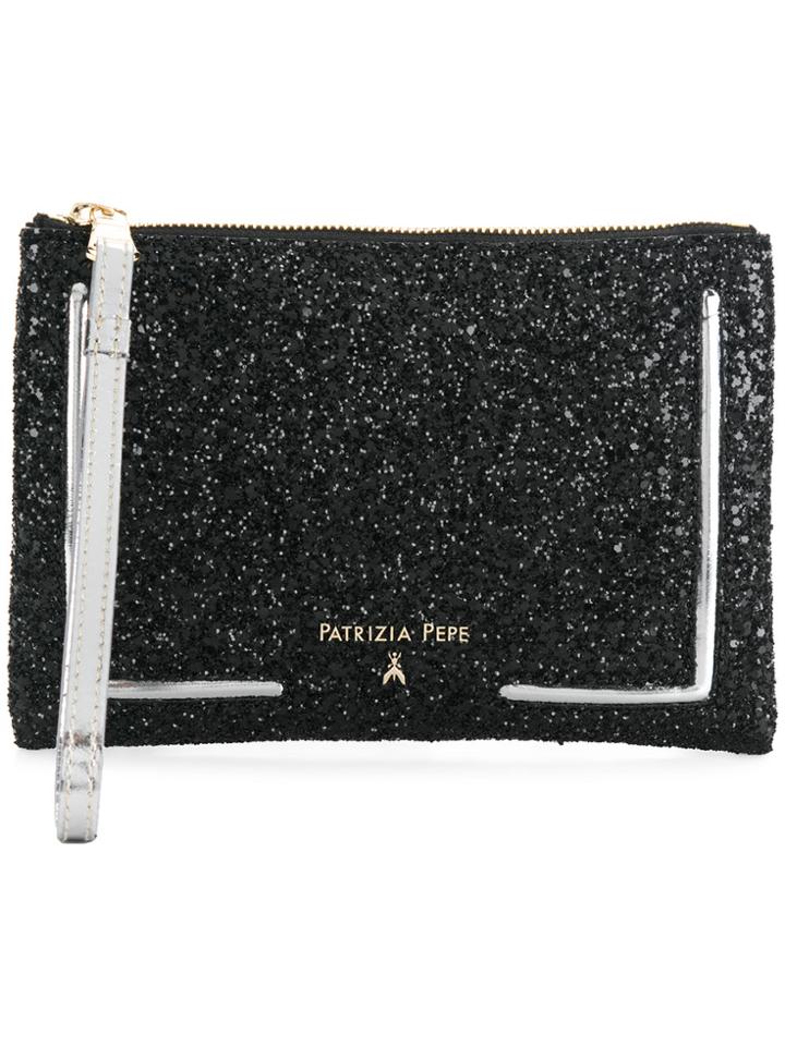 Patrizia Pepe Glitter Clutch - Black