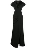 Christian Siriano Tuxedo Ruched Gown - Black