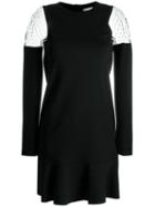 Red Valentino - Dotted Mesh Shoulder Dress - Women - Polyamide/spandex/elastane/viscose - Xs, Black, Polyamide/spandex/elastane/viscose