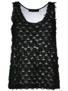 Federica Tosi - Frayed Tank Top - Women - Polyester/polyurethane/viscose - M, Black, Polyester/polyurethane/viscose