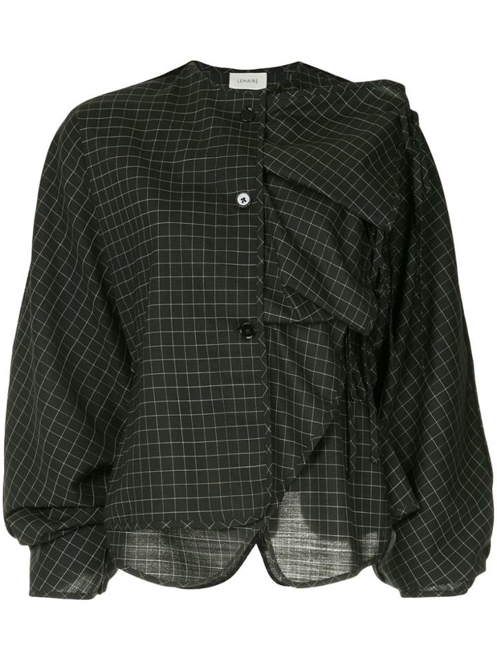 Lemaire Ruffled Check Blouse - Black