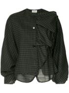 Lemaire Ruffled Check Blouse - Black