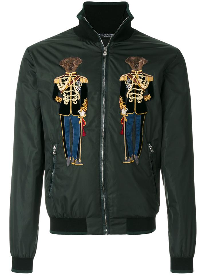Dolce & Gabbana Embroidered Bomber Jacket - Green