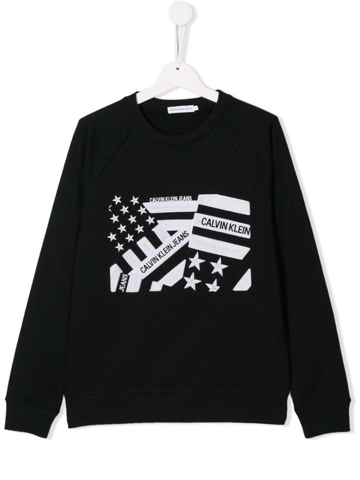 Calvin Klein Kids Teen Flag Logo Sweatshirt - Black