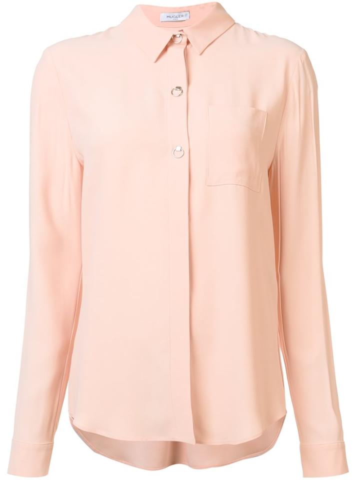 Mugler Patch Pocket Shirt, Women's, Size: 42, Pink/purple, Acetate/viscose