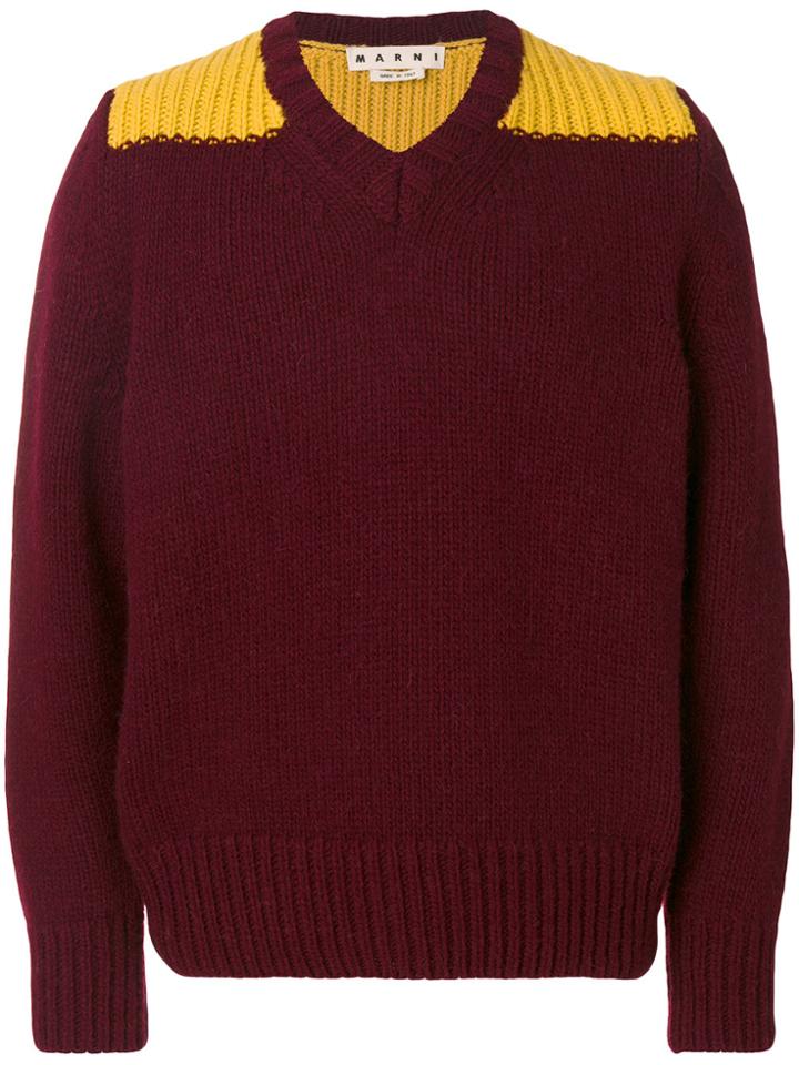 Marni V-neck Sweater - Red
