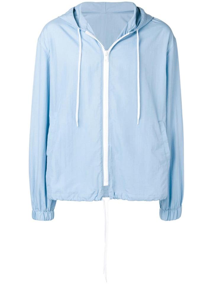 Msgm Logo Hooded Rain Jacket - Blue