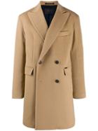 Paltò Double-breasted Fitted Coat - Brown
