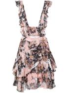 Iro Vitaly Printed Ruffle Dress - Pink