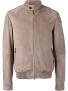 Tod's Zipped Leather Jacket, Men's, Size: Xs, Grey, Polyester/spandex/elastane/virgin Wool/calf Suede