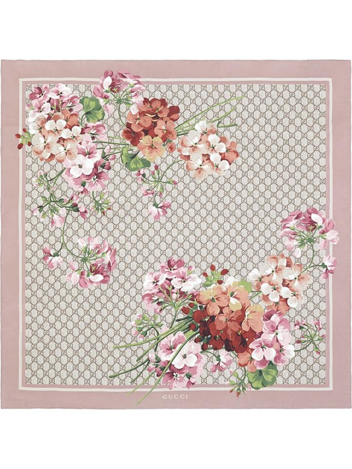 Gucci Geranium Print Scarf - Pink