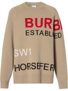 Burberry Horseferry Intarsia Merino Wool Blend Sweater - Neutrals