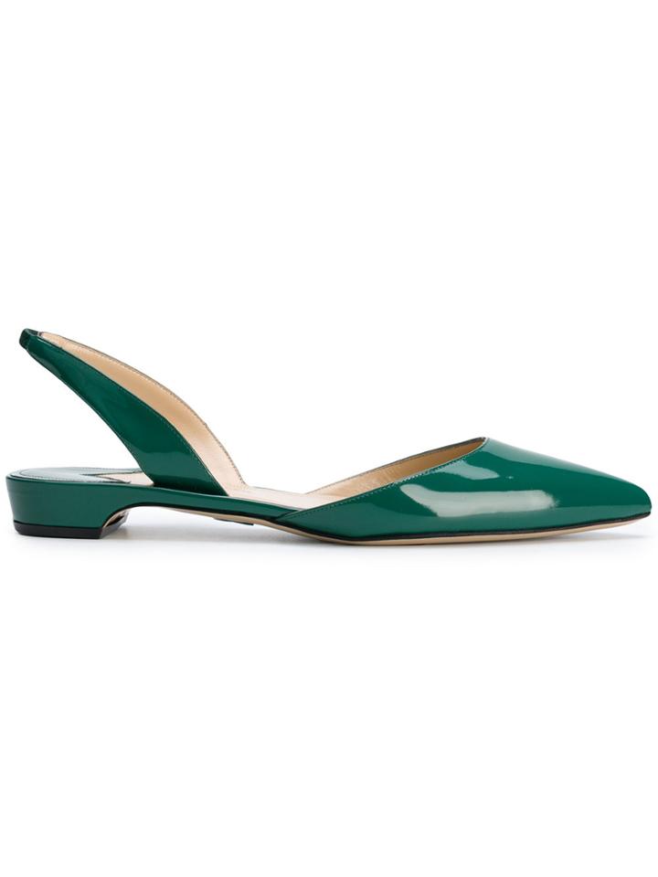 Paul Andrew Sling-back Pointed Ballerinas - Green