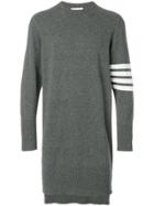 Thom Browne Long Crewneck Pullover With 4-bar Stripe And Back Drop In