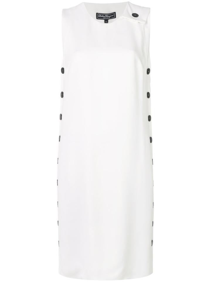 Salvatore Ferragamo Side Buttoned Shift Dress - White