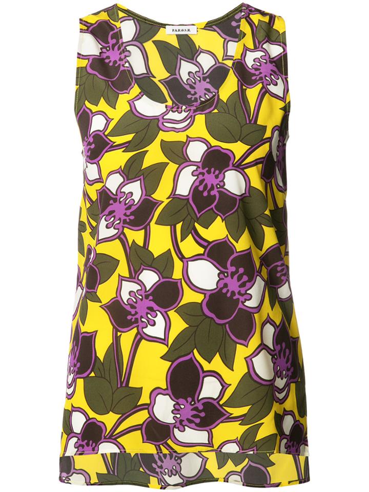 P.a.r.o.s.h. Sleeveless Floral Top - Yellow & Orange