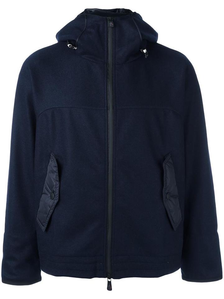Moncler Grenoble Hooded Jacket, Men's, Size: Large, Blue, Virgin Wool/polyester/polyamide/feather Down