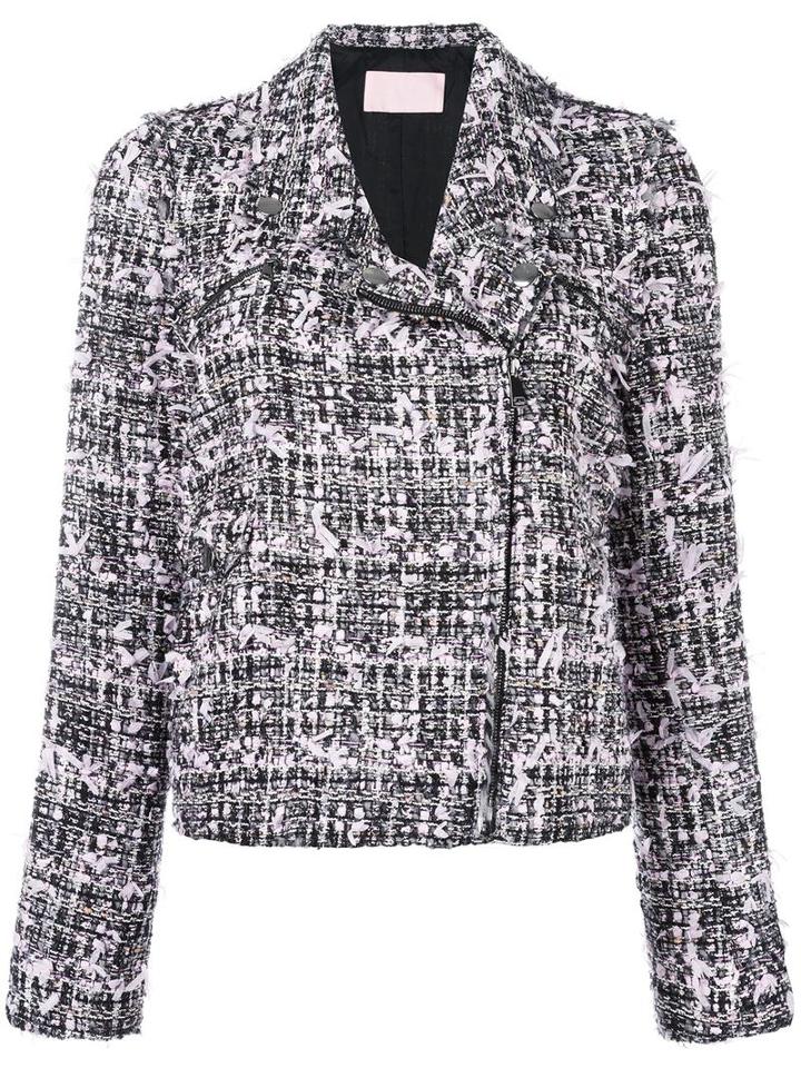 Giamba Tweed Biker Jacket, Women's, Size: 42, Pink/purple, Polyamide/acrylic/polyester/virgin Wool