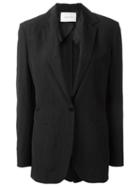 Cédric Charlier One Button Blazer, Women's, Size: 46, Black, Linen/flax/rayon