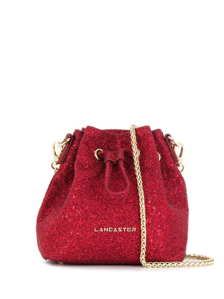 Lancaster Glitter Detail Bucket Bag - Red
