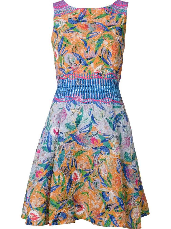 Saloni Floral Jacquard Dress, Women's, Size: 2, Polyester/polyamide