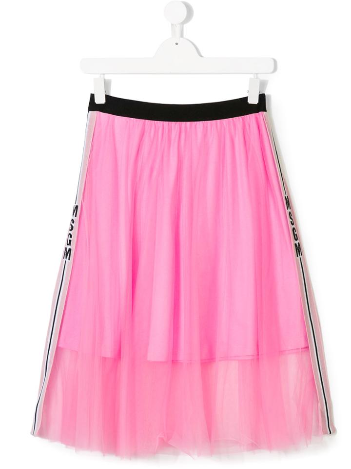 Msgm Kids Logo Midi Skirt - Pink & Purple